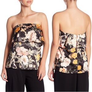 WAYF Strapless Tiered Flowing Floral Print Top 0101